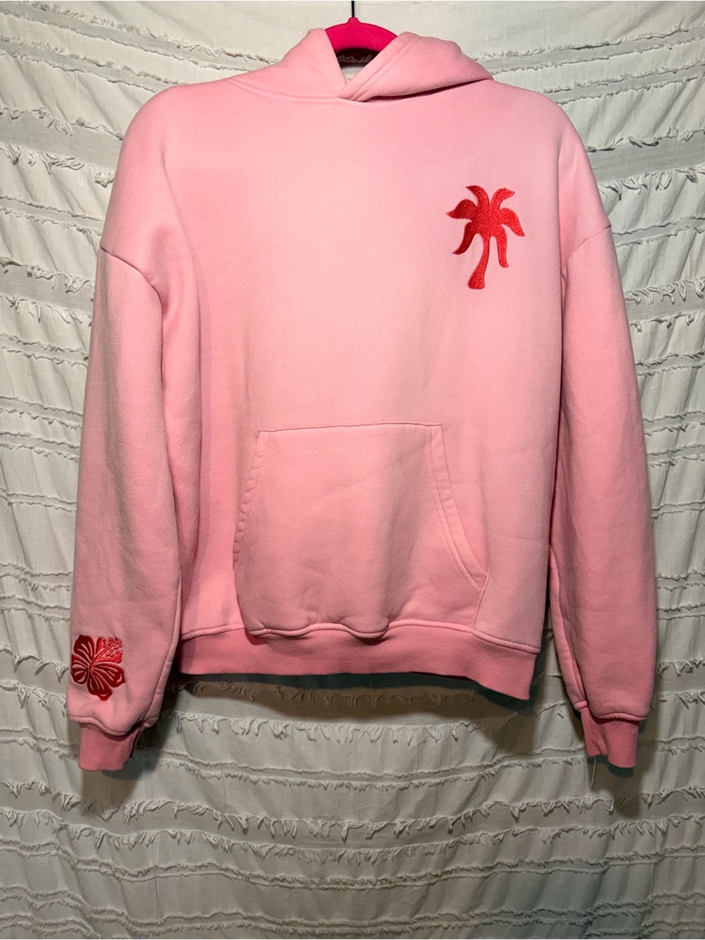 Pink Palm Puff "Everything Comes In Waves" hoodie